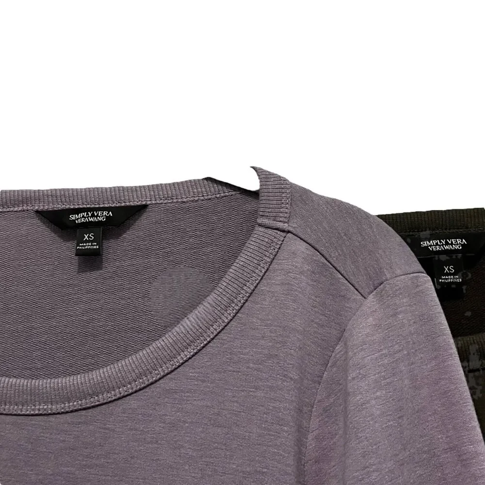 Simply Vera Vera Wang Sweatshirt Top Shirt Double Ruffle Women's Size XS Set 2